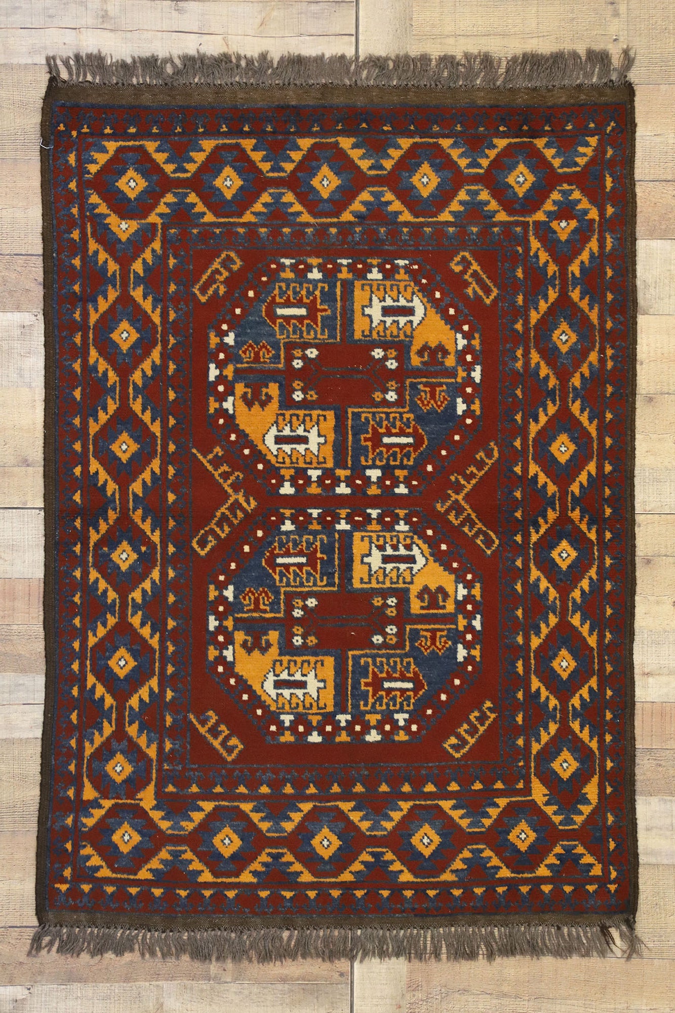 3 x 5 Vintage Afghan Rug 74663