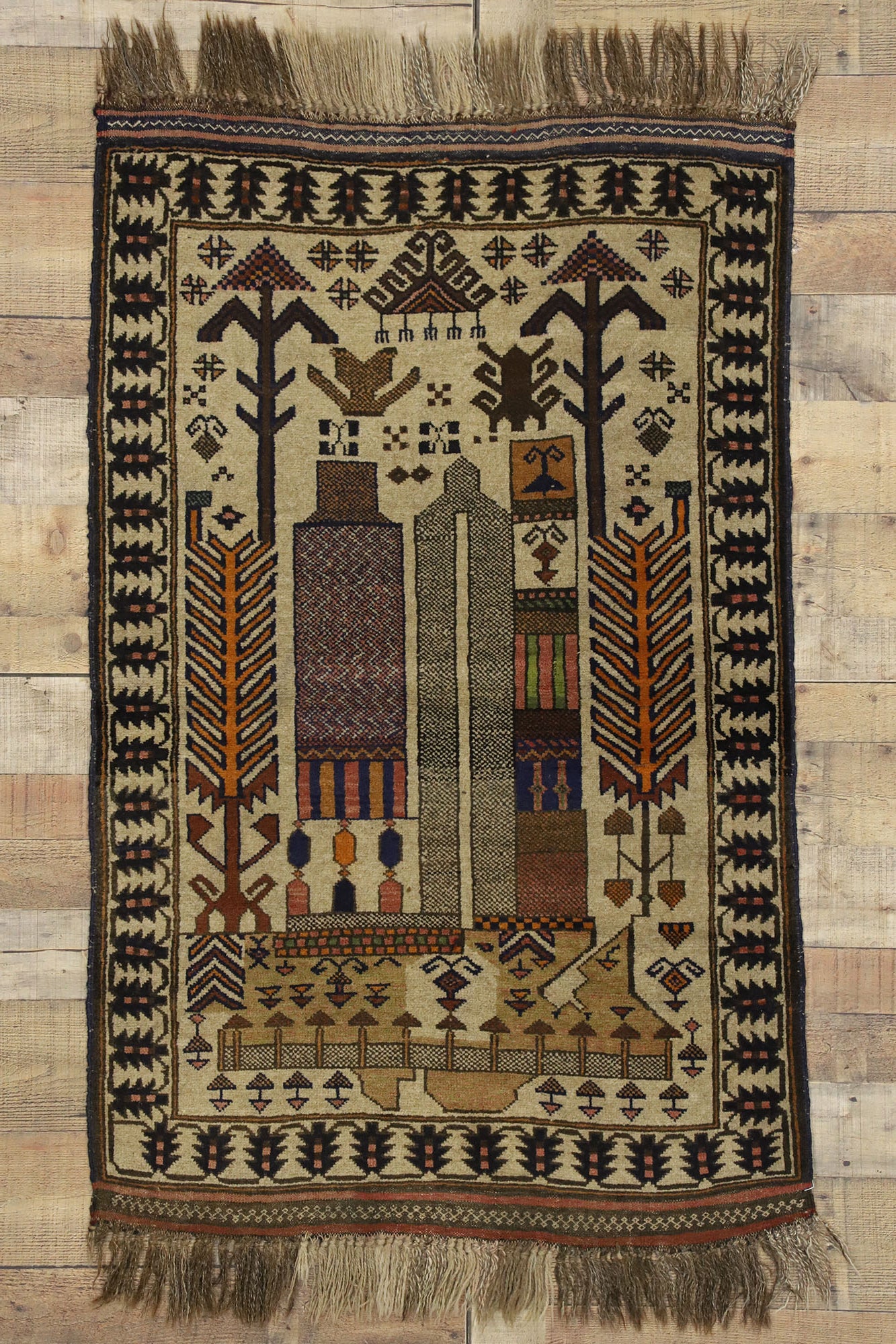 3 x 4 Vintage Afghan War Rug 74665