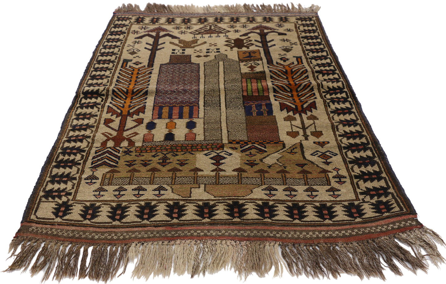 3 x 4 Vintage Afghan War Rug 74665