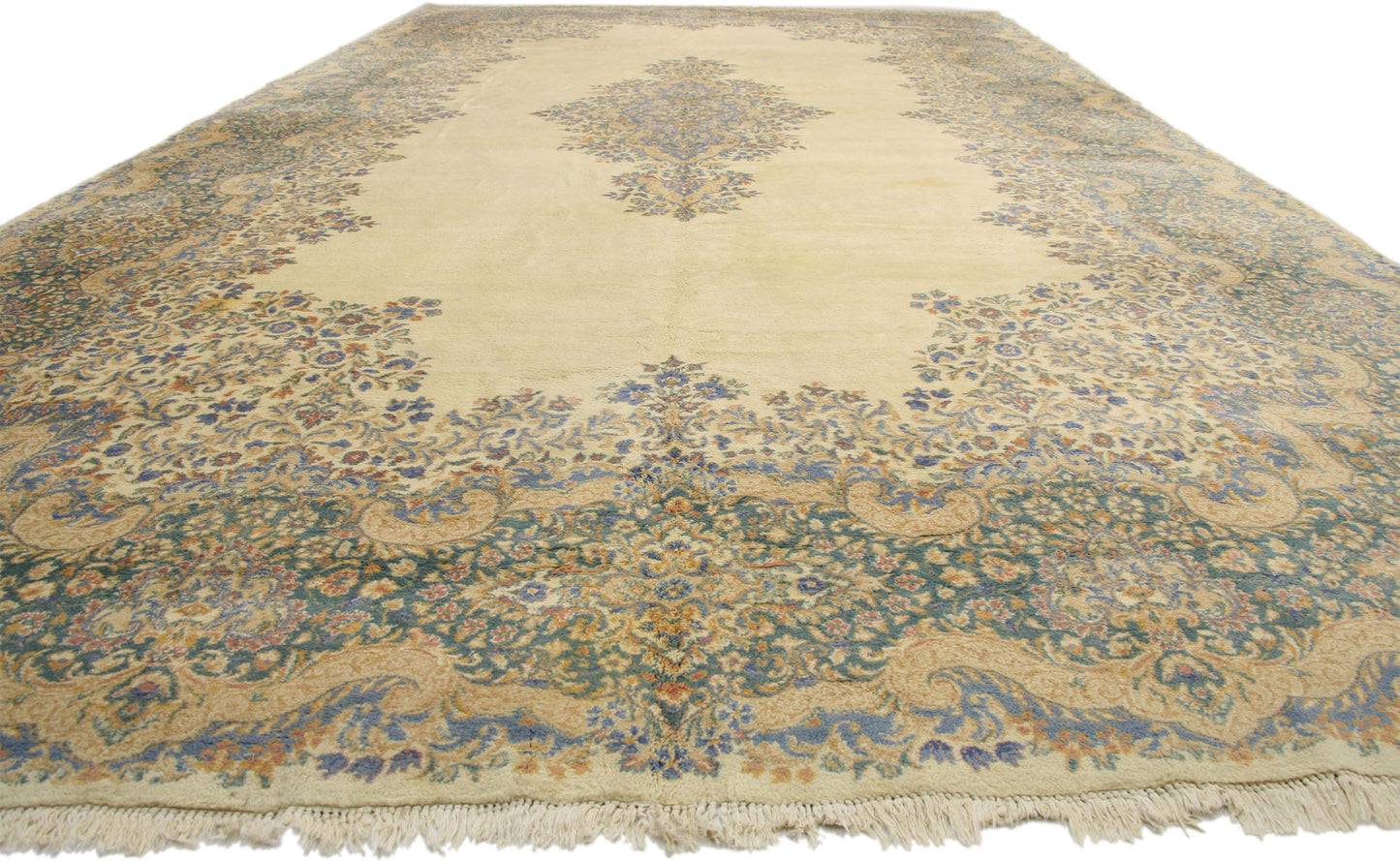 12 x 23 Vintage Persian Kerman Rug 74691