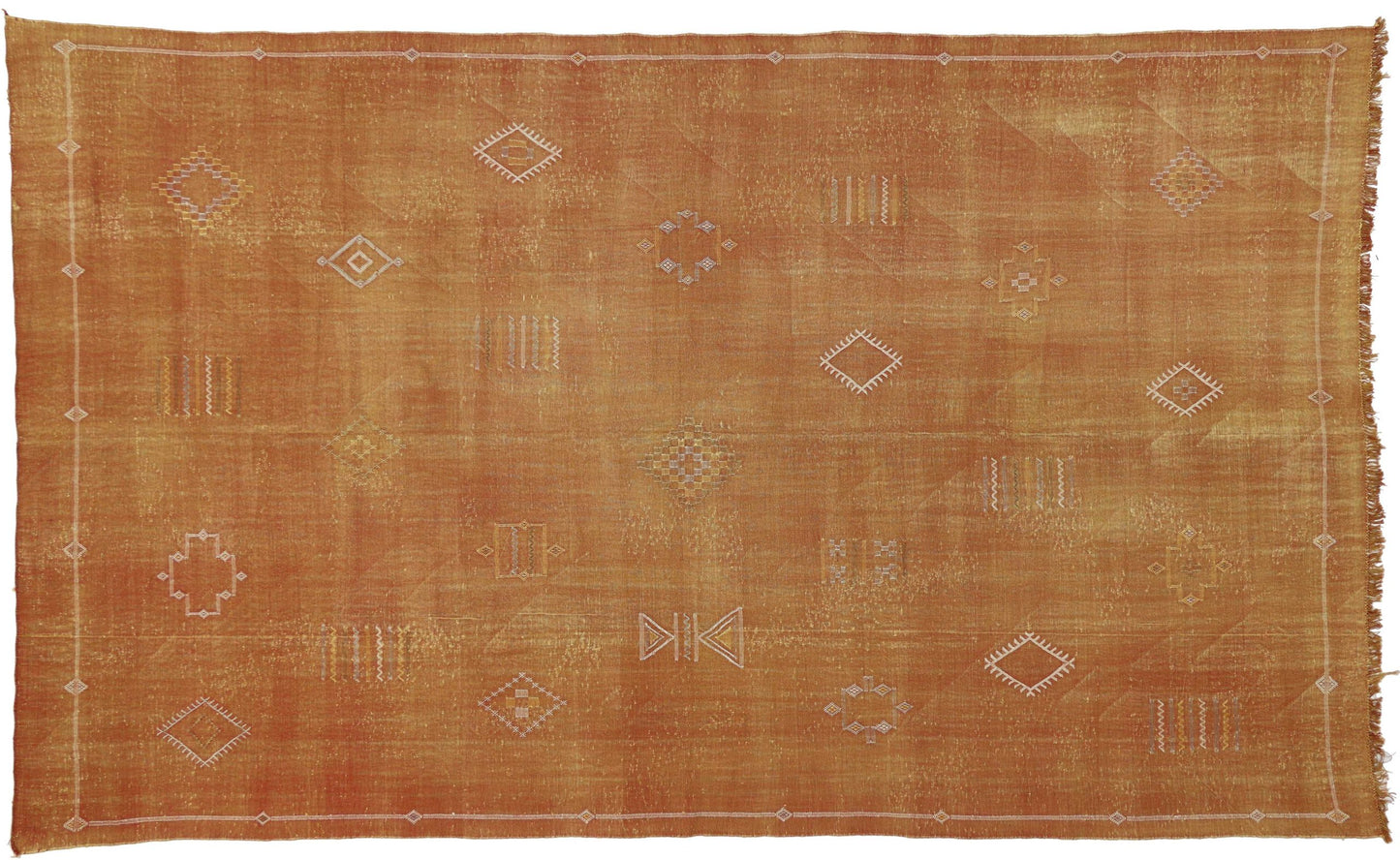 7 x 12 Vintage Cactus Silk Kilim Rug 74717