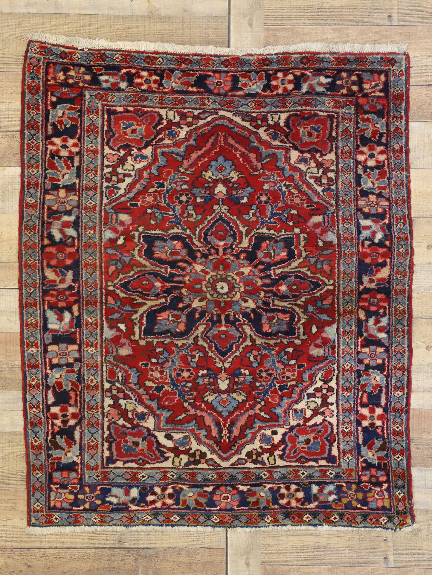 4 x 4 Vintage Persian Heriz Rug 74918