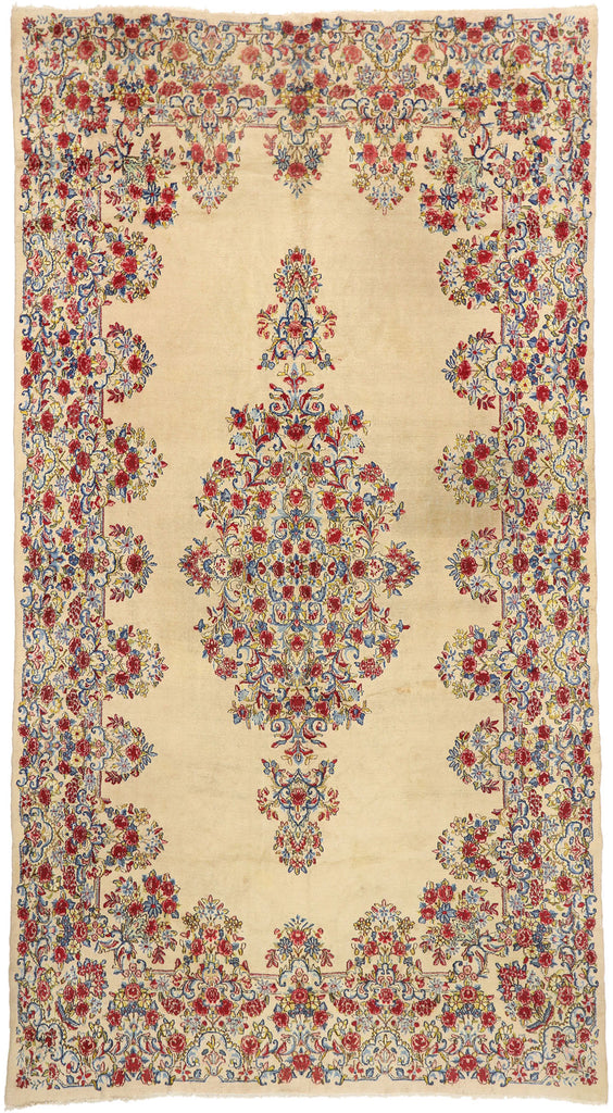 9 x 17 Vintage Persian Kerman Rug 74919