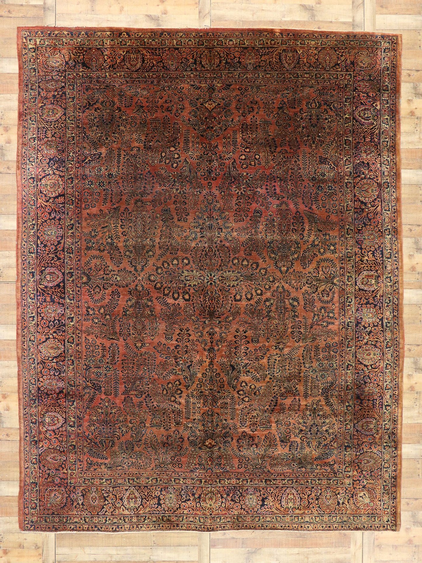 10 x 13 Antique Persian Sarouk Rug 74952