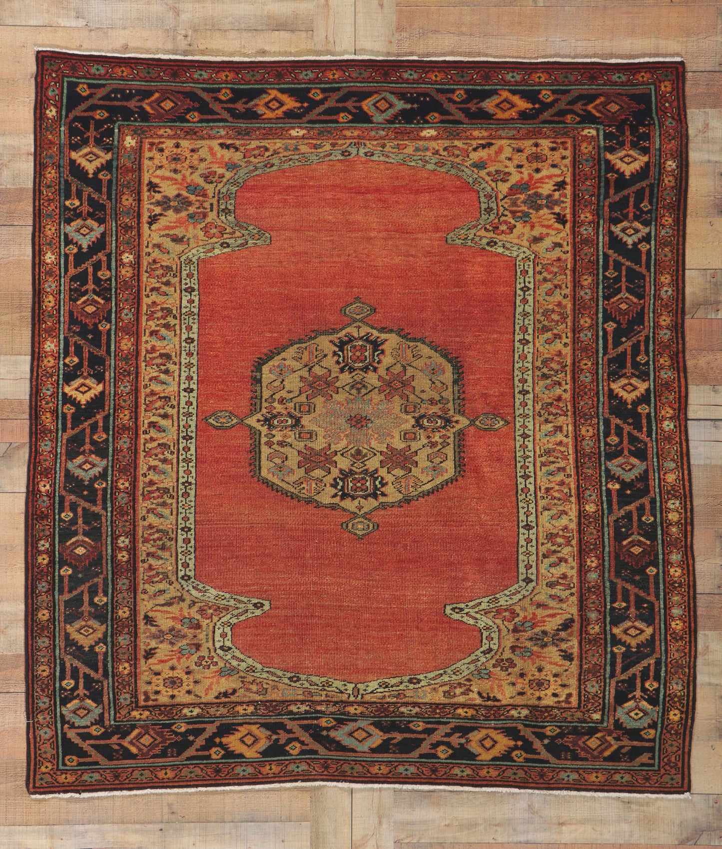 6 x 6 Antique Persian Bakshaish Rug 74953