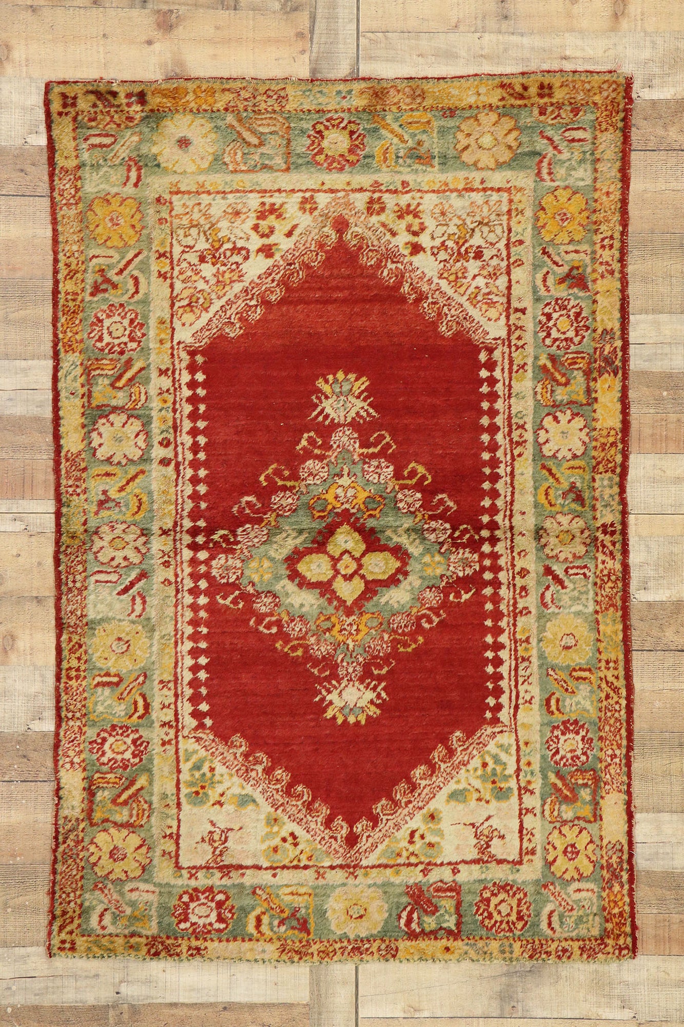 4 x 6 Antique Turkish Oushak Rug 74954