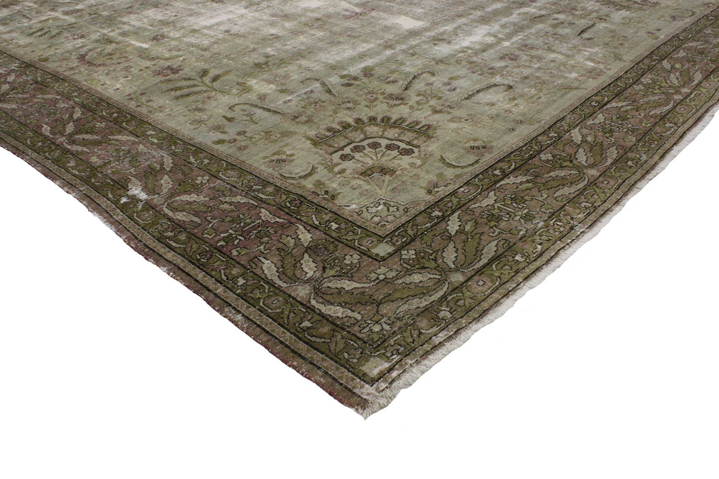 8 x 11 Distressed Vintage Persian Kerman Rug 74973