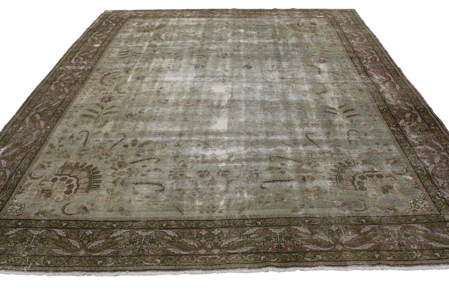 8 x 11 Distressed Vintage Persian Kerman Rug 74973
