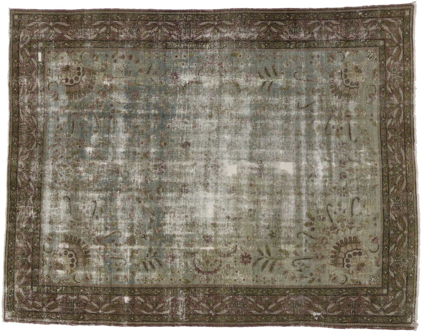 8 x 11 Distressed Vintage Persian Kerman Rug 74973