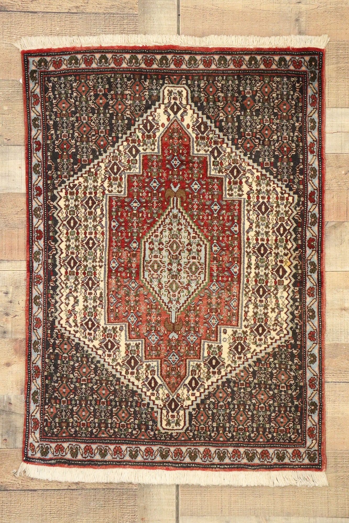 2 x 3 Vintage Persian Sanadaj Rug 75011