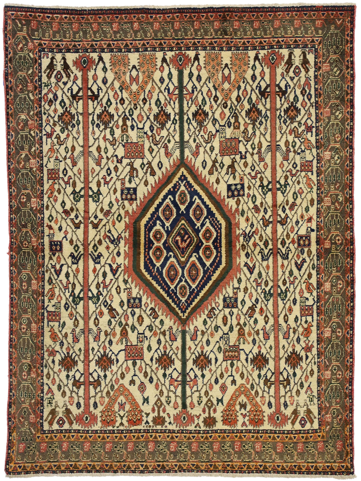 4 x 6 Vintage Persian Afshar Rug 75232