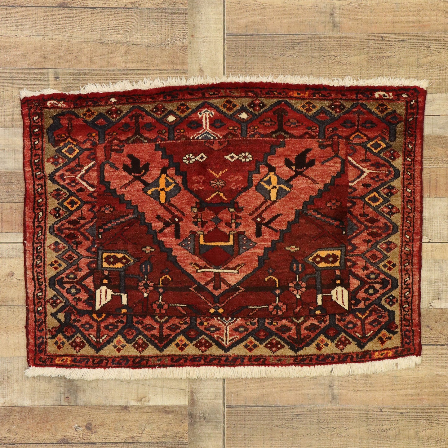 2 x 4 Vintage Persian Hamadan Rug 75245