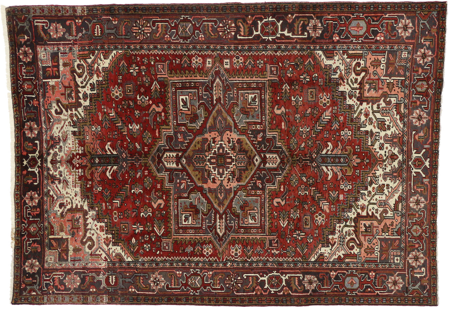 7 x 10 Vintage Persian Heriz Rug 75334