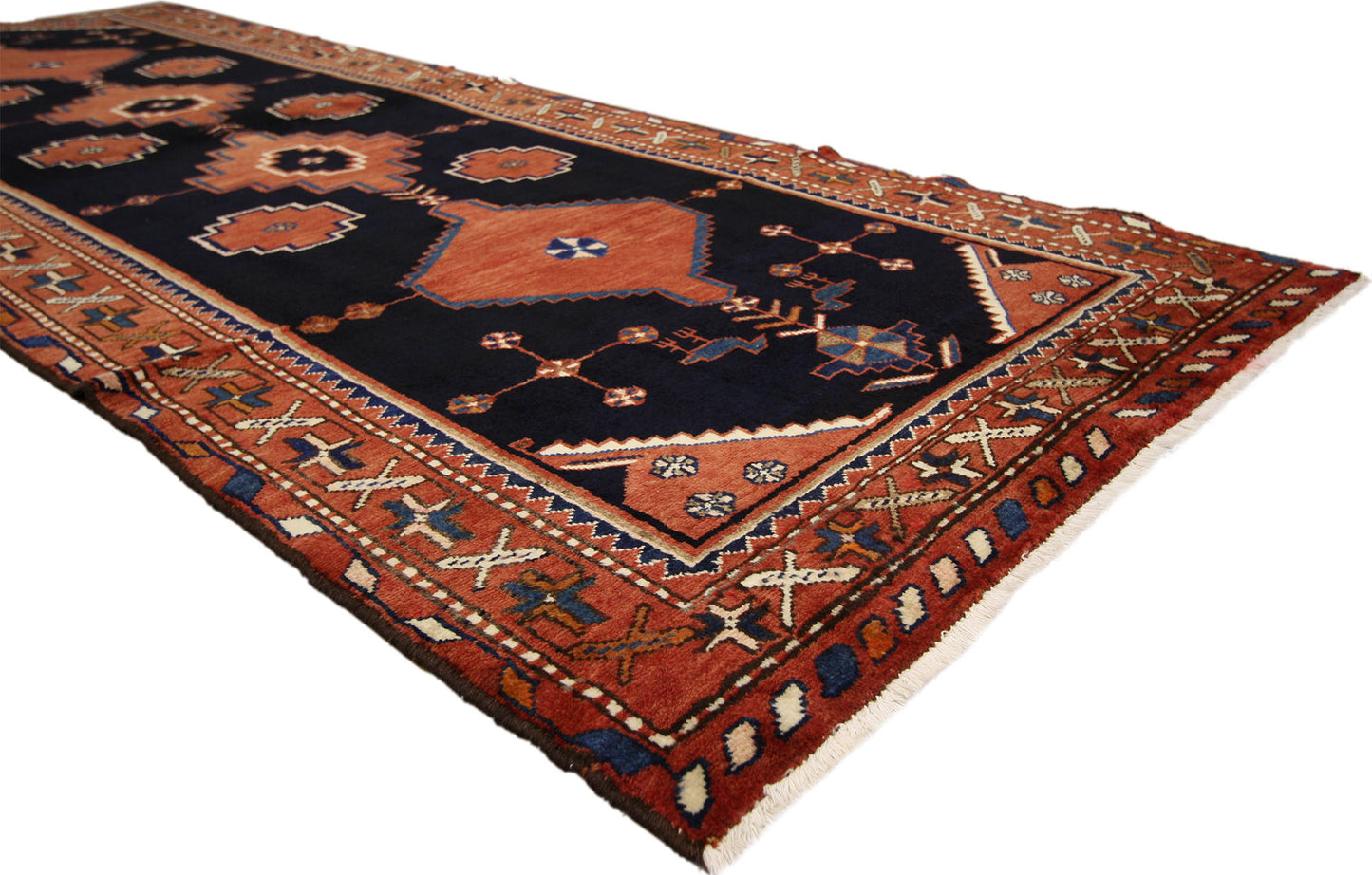 4 x 10 Antique Persian Hamadan Runner 75359