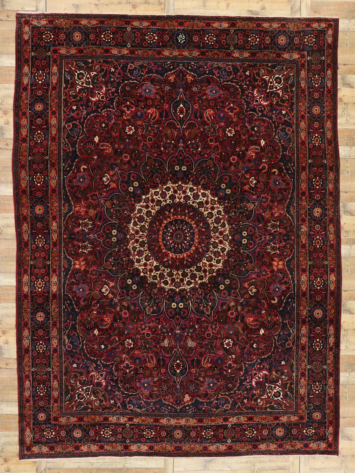 10 x 14 Antique Persian Mashhad Rug 75668