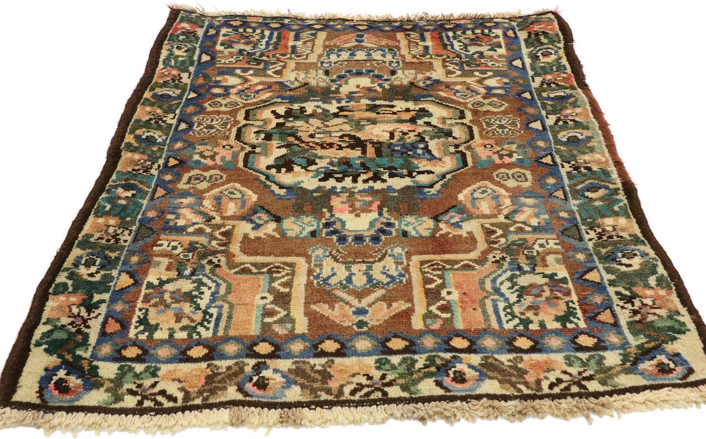 3 x 3 Vintage Persian Bakhtiari Rug 75762