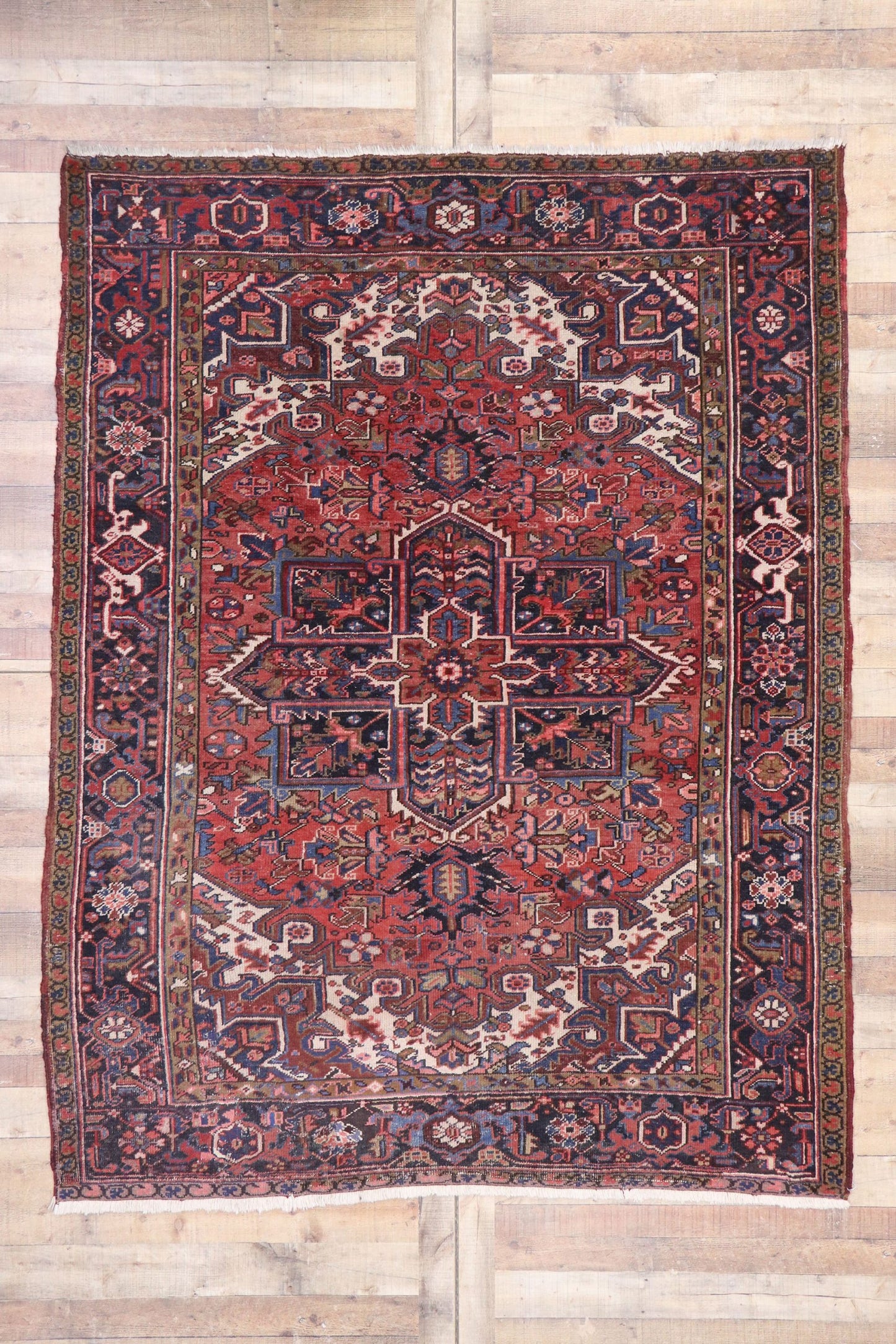 7 x 8 Vintage Persian Heriz Rug 75862