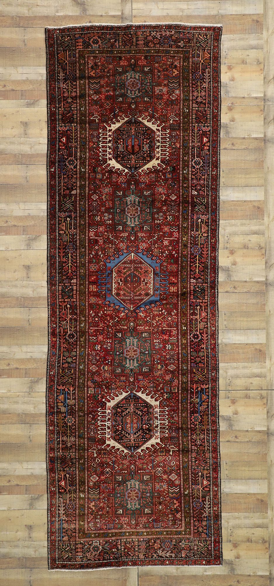 5 x 15 Vintage Persian Heriz Gallery Rug 76004
