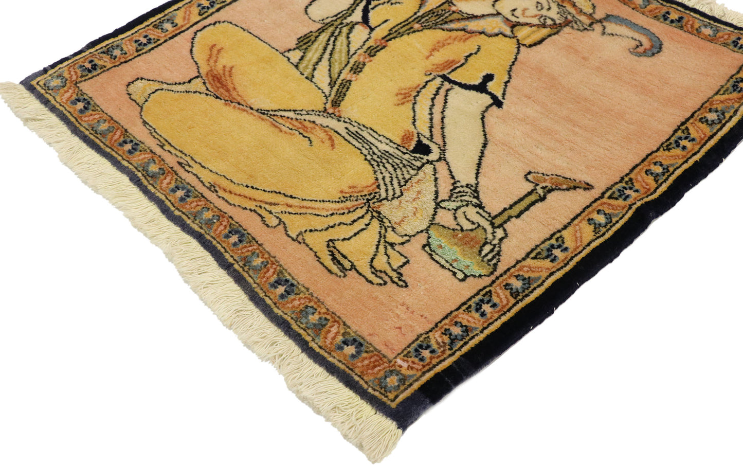 2 x 2 Vintage Persian Khamseh Pictorial Rug 76198
