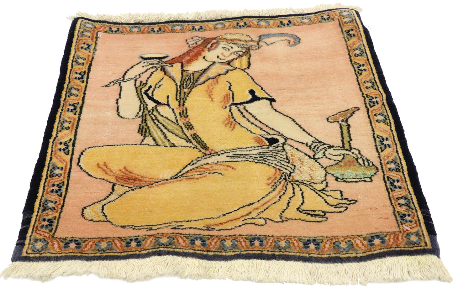2 x 2 Vintage Persian Khamseh Pictorial Rug 76198