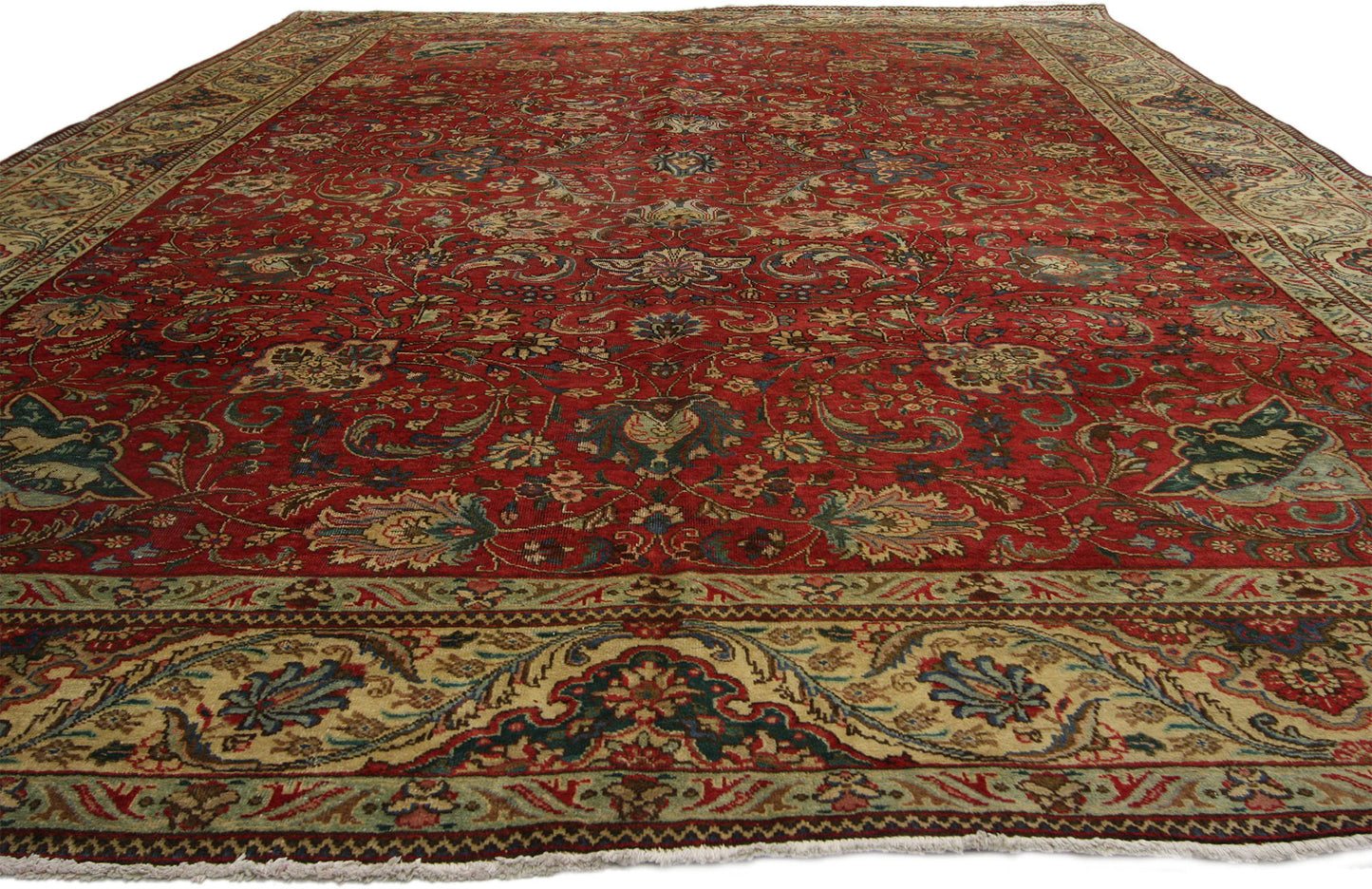 11 x 14 Vintage Persian Tabriz Rug 76280