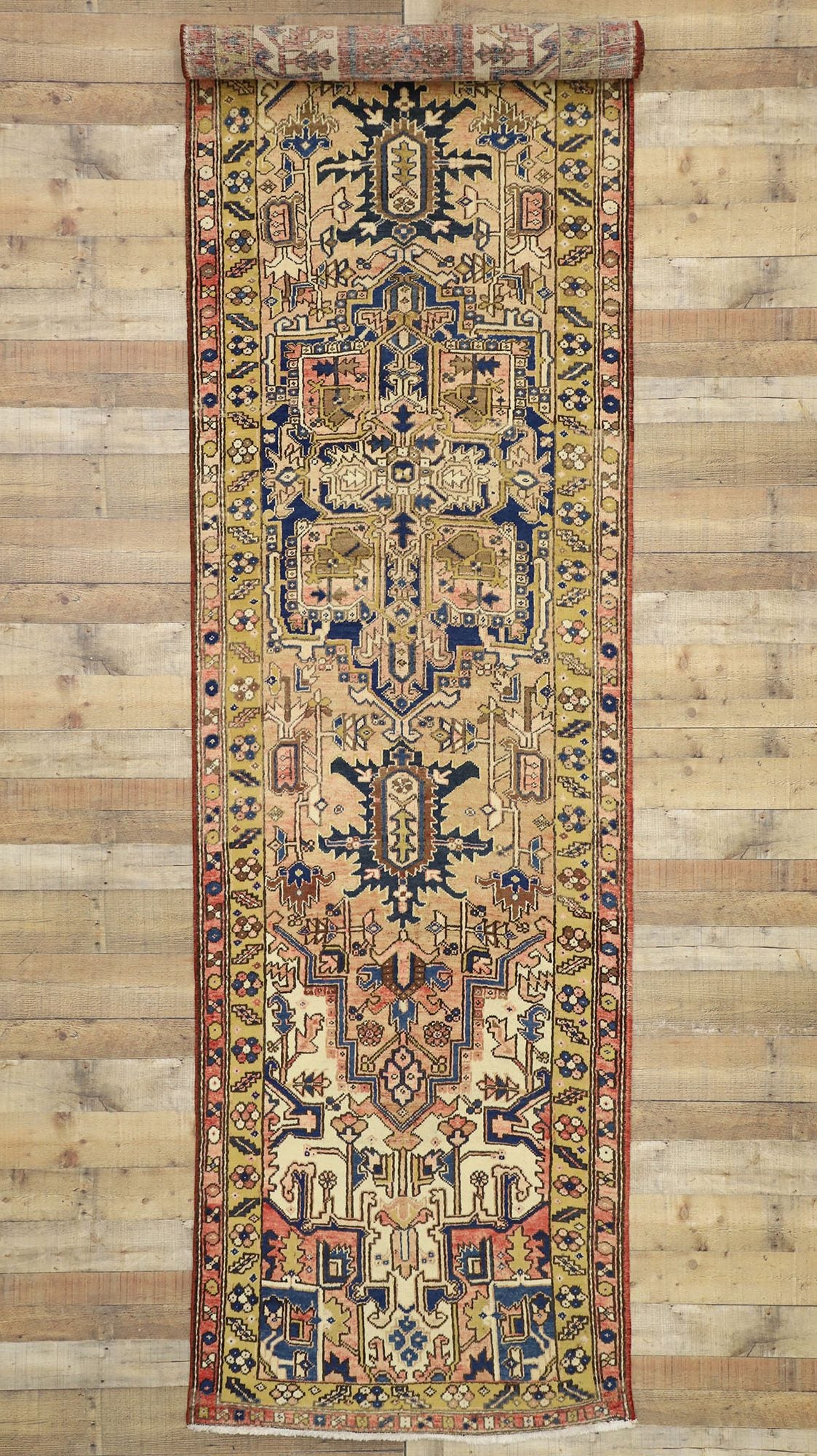 4 x 14 Vintage Persian Heriz Runner 76406