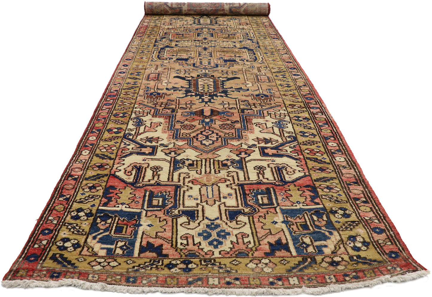 4 x 14 Vintage Persian Heriz Runner 76406