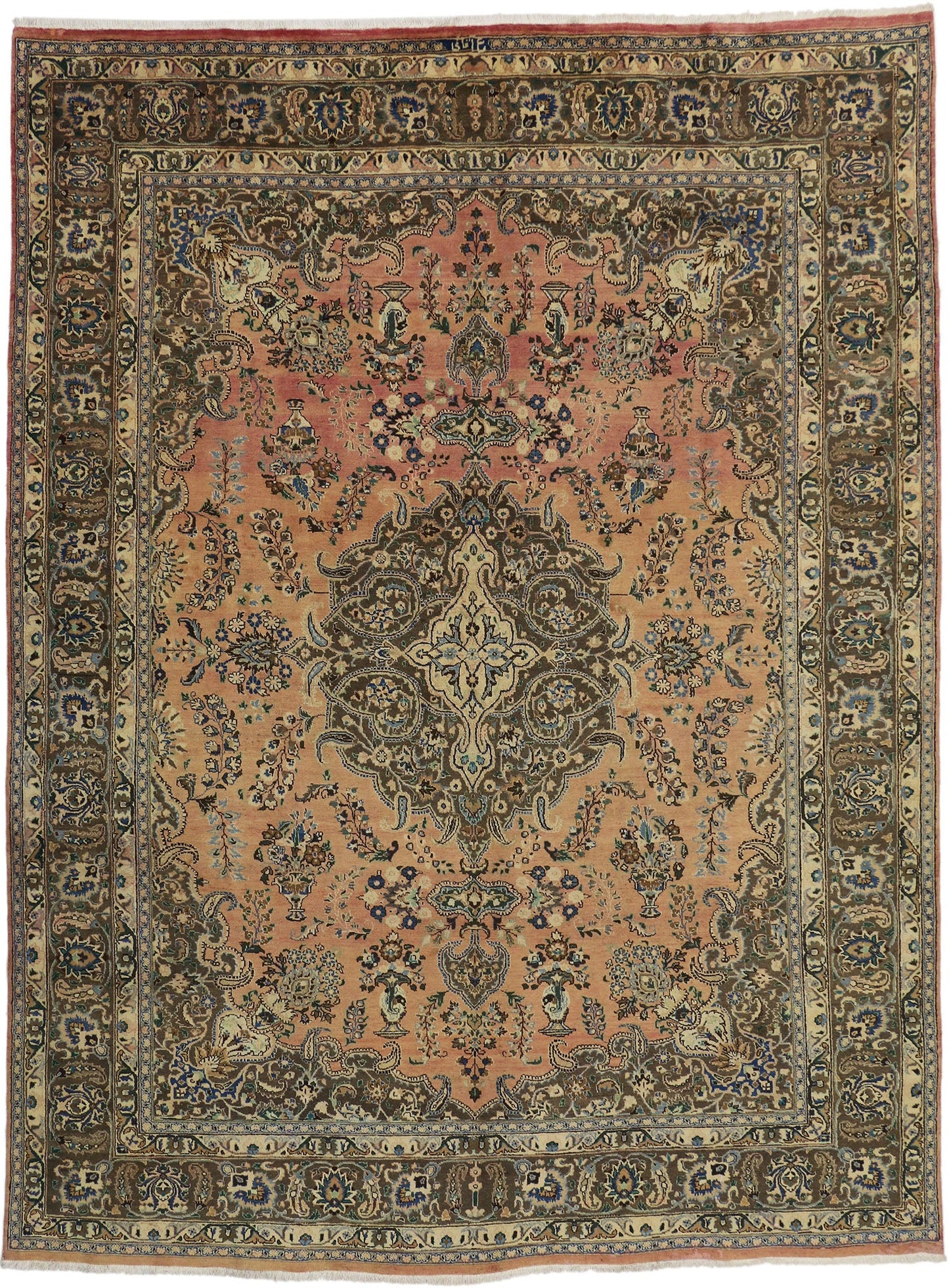 10 x 13 Rust Vintage Persian Khorassan Rug 76411