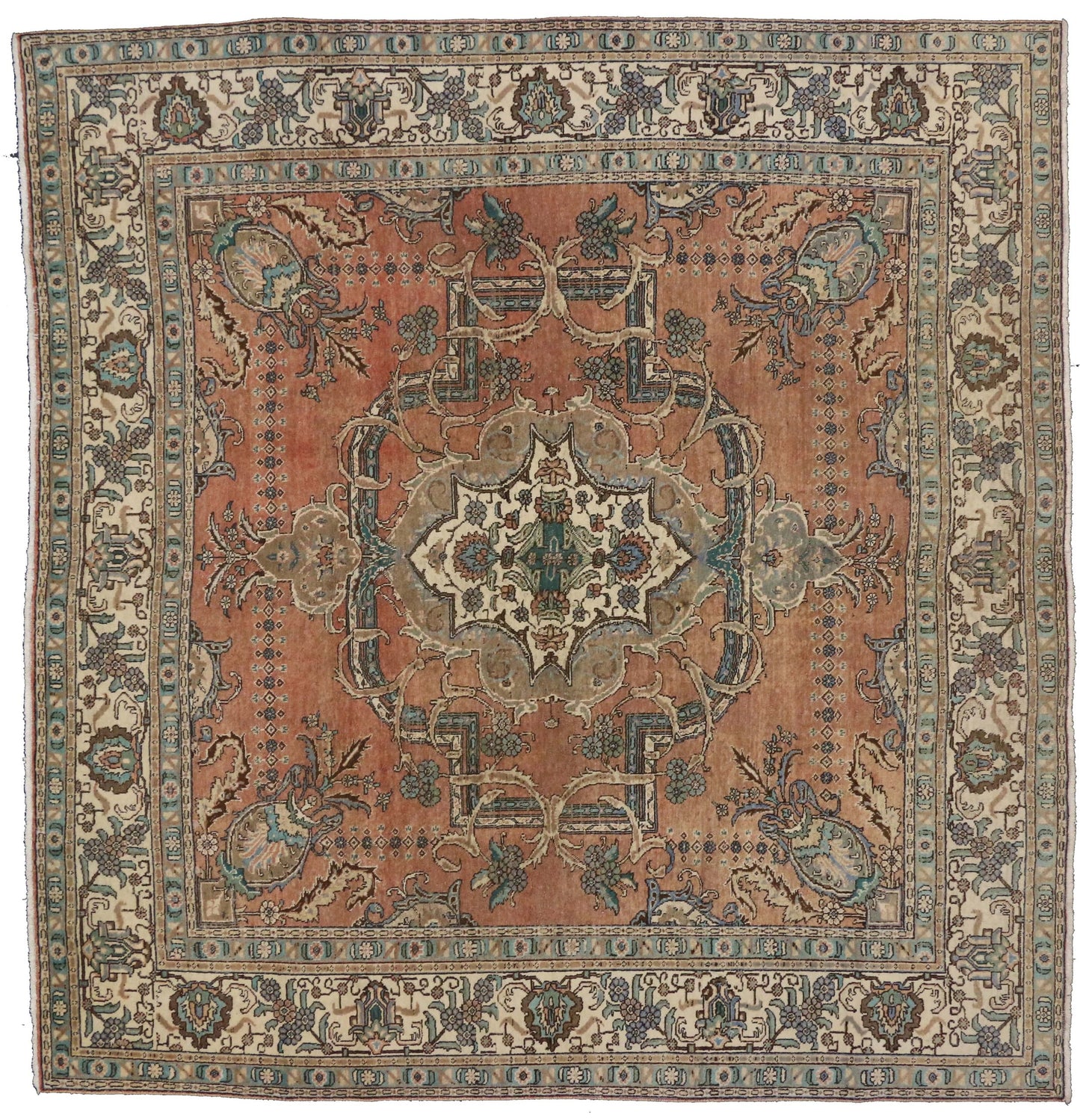 10 x 10 Vintage Tabriz Rug 76444