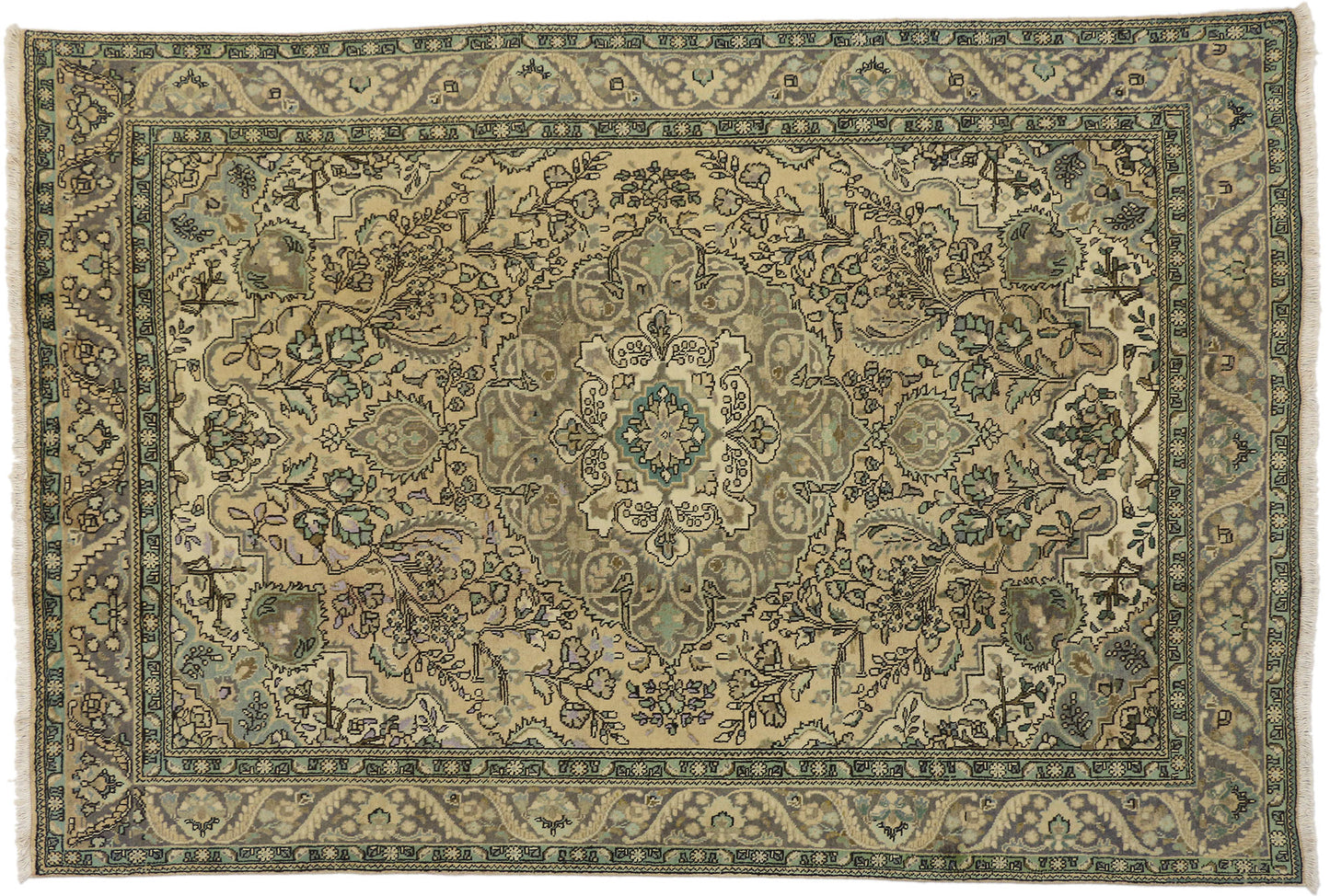 6 x 10 Vintage Persian Tabriz Rug 76453