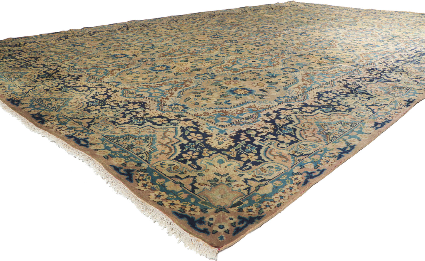 10 x 16 Vintage Persian Yazd Rug 76504