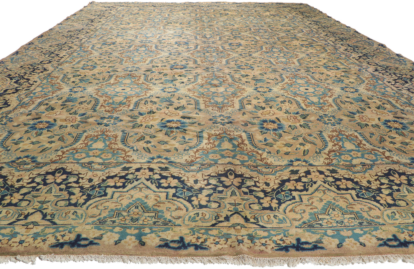 10 x 16 Vintage Persian Yazd Rug 76504