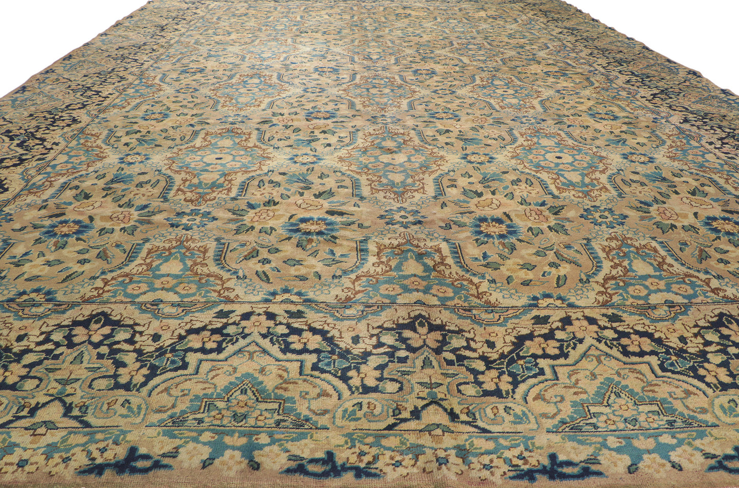 10 x 16 Vintage Persian Yazd Rug 76504