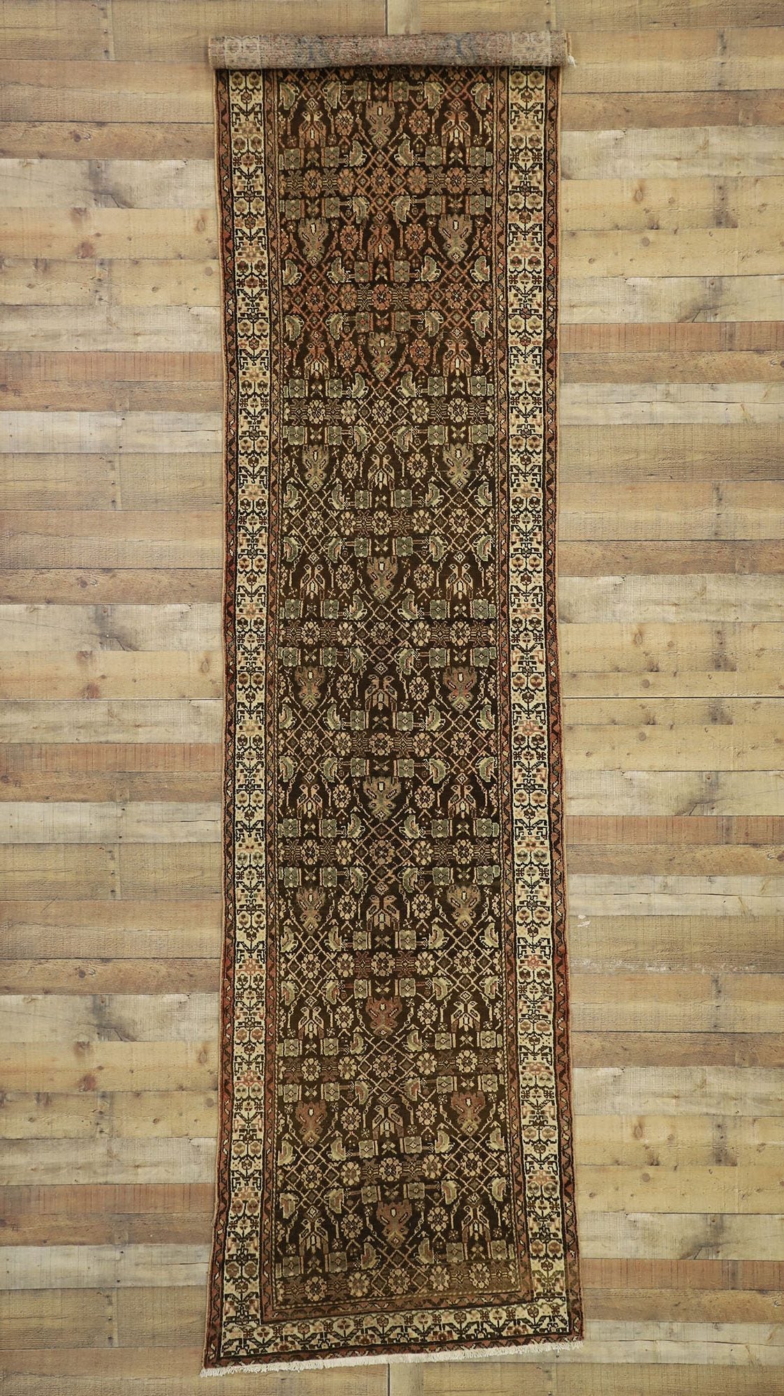 3 x 13 Antique Brown Persian Malayer Rug 76558