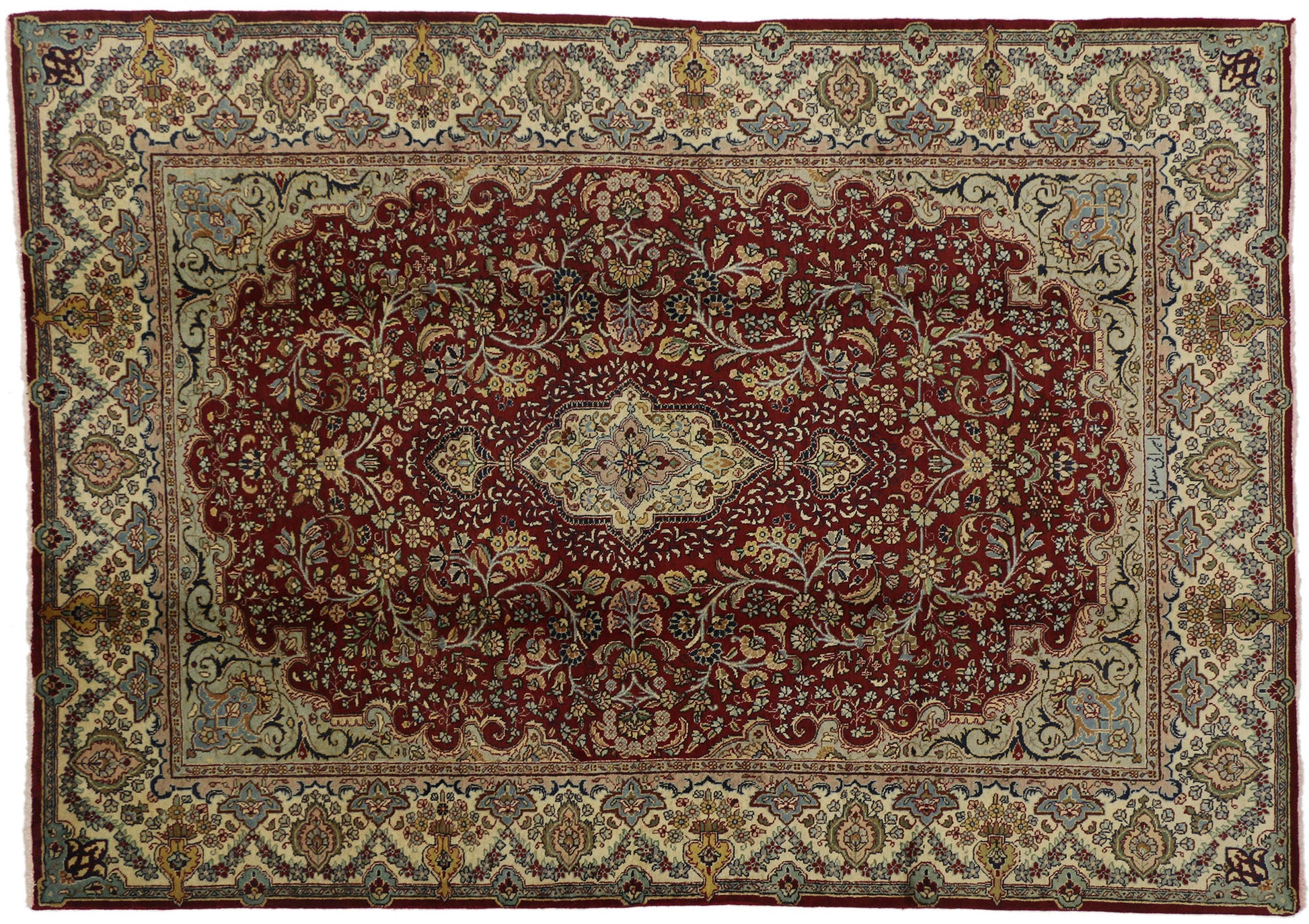 7 x 9 Vintage Persian Tabriz Rug 76583