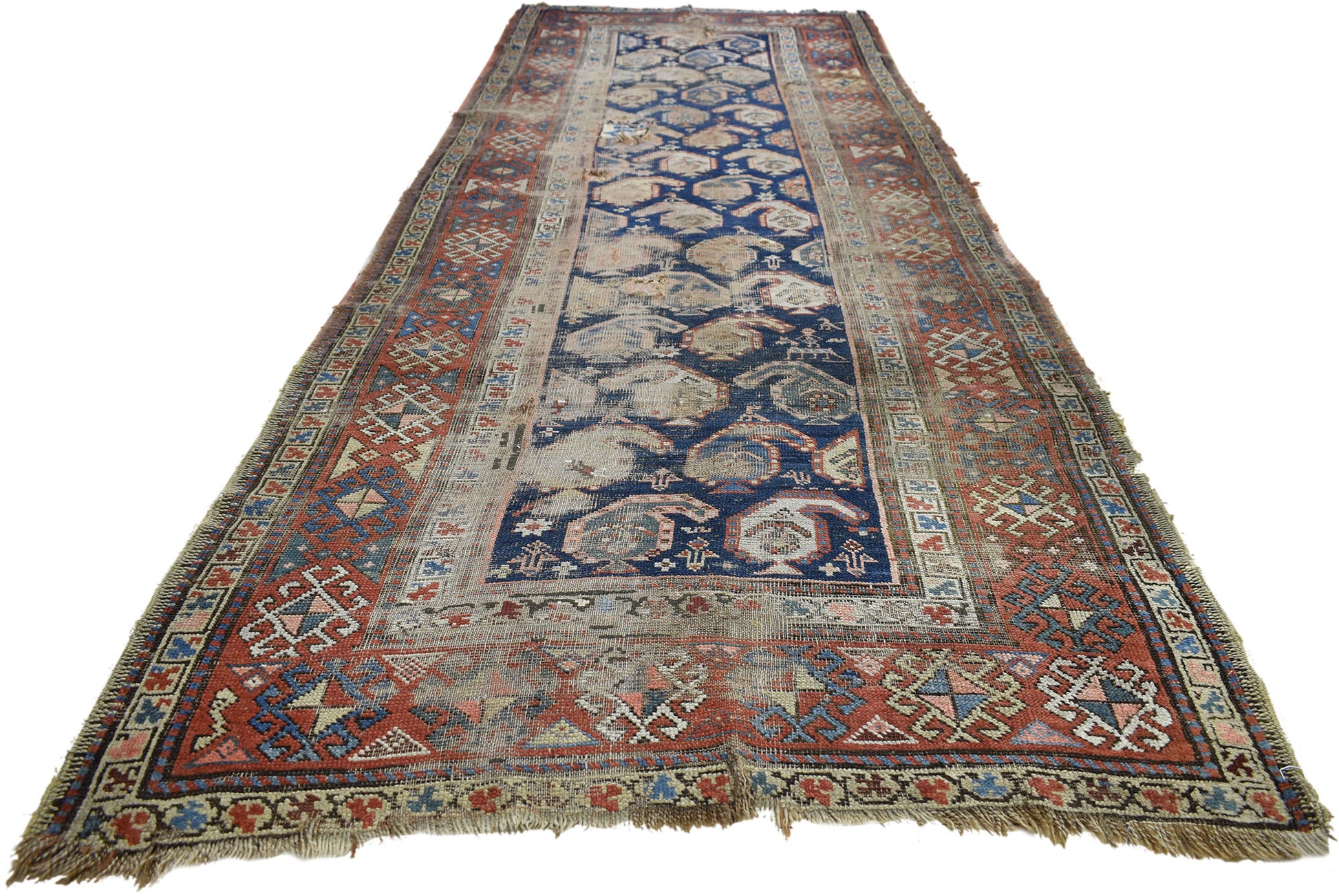 4 x 10 Antique Russian Shirvan Boteh Rug 76609