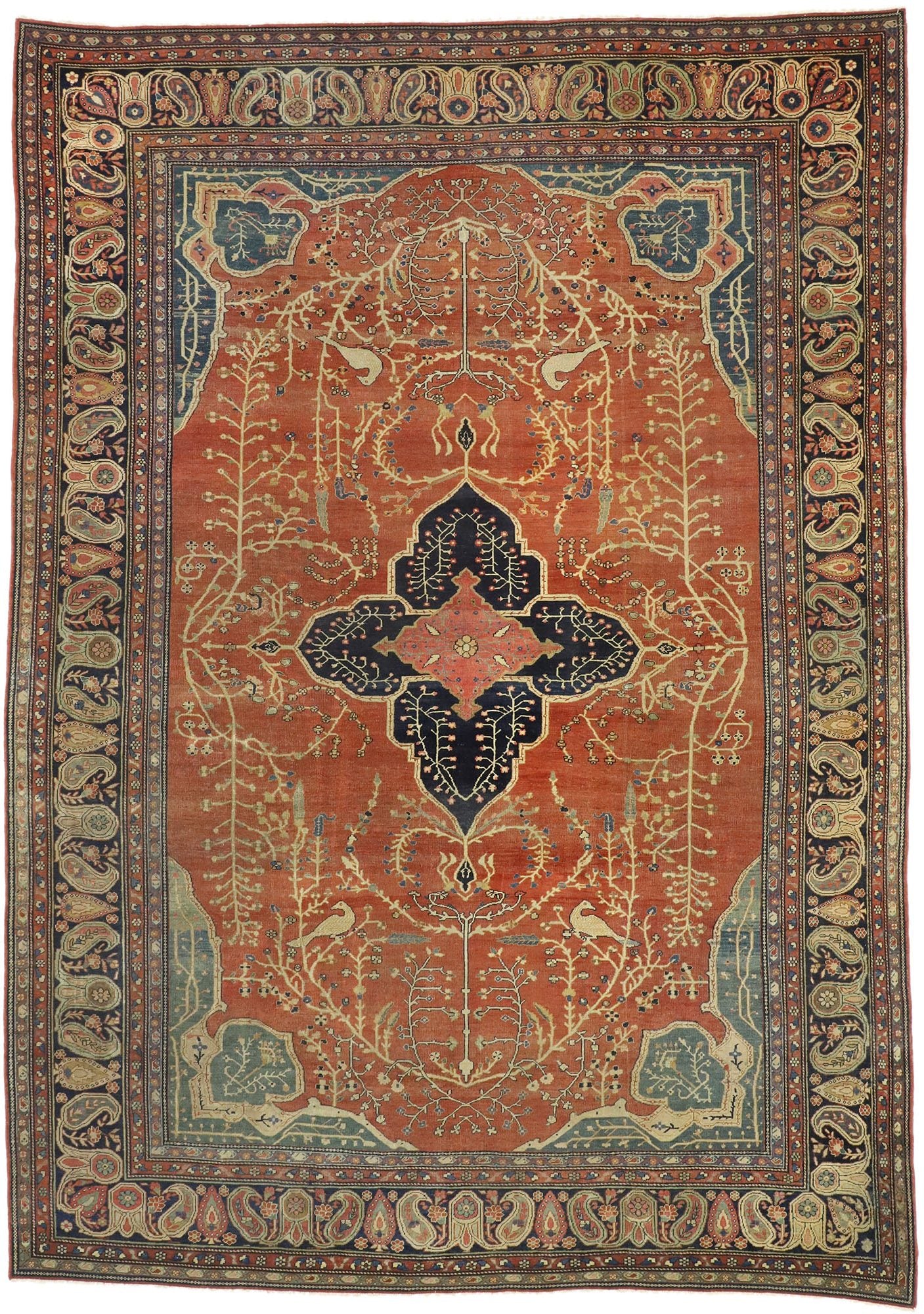 9 x 12 Antique Persian Farahan Rug 76783