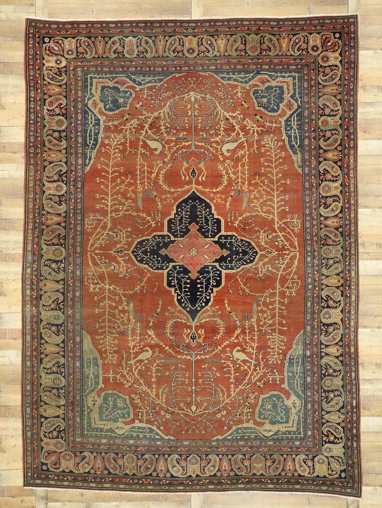9 x 12 Antique Persian Farahan Rug 76783