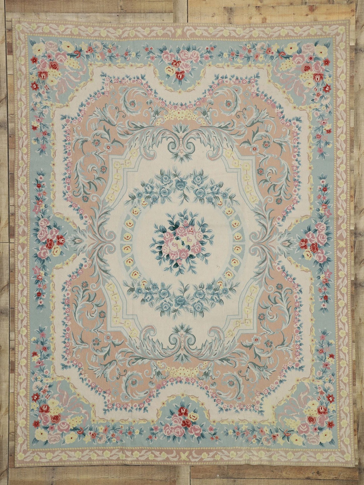 8 x 10 Vintage French Victorian Needlepoint Rug 76806