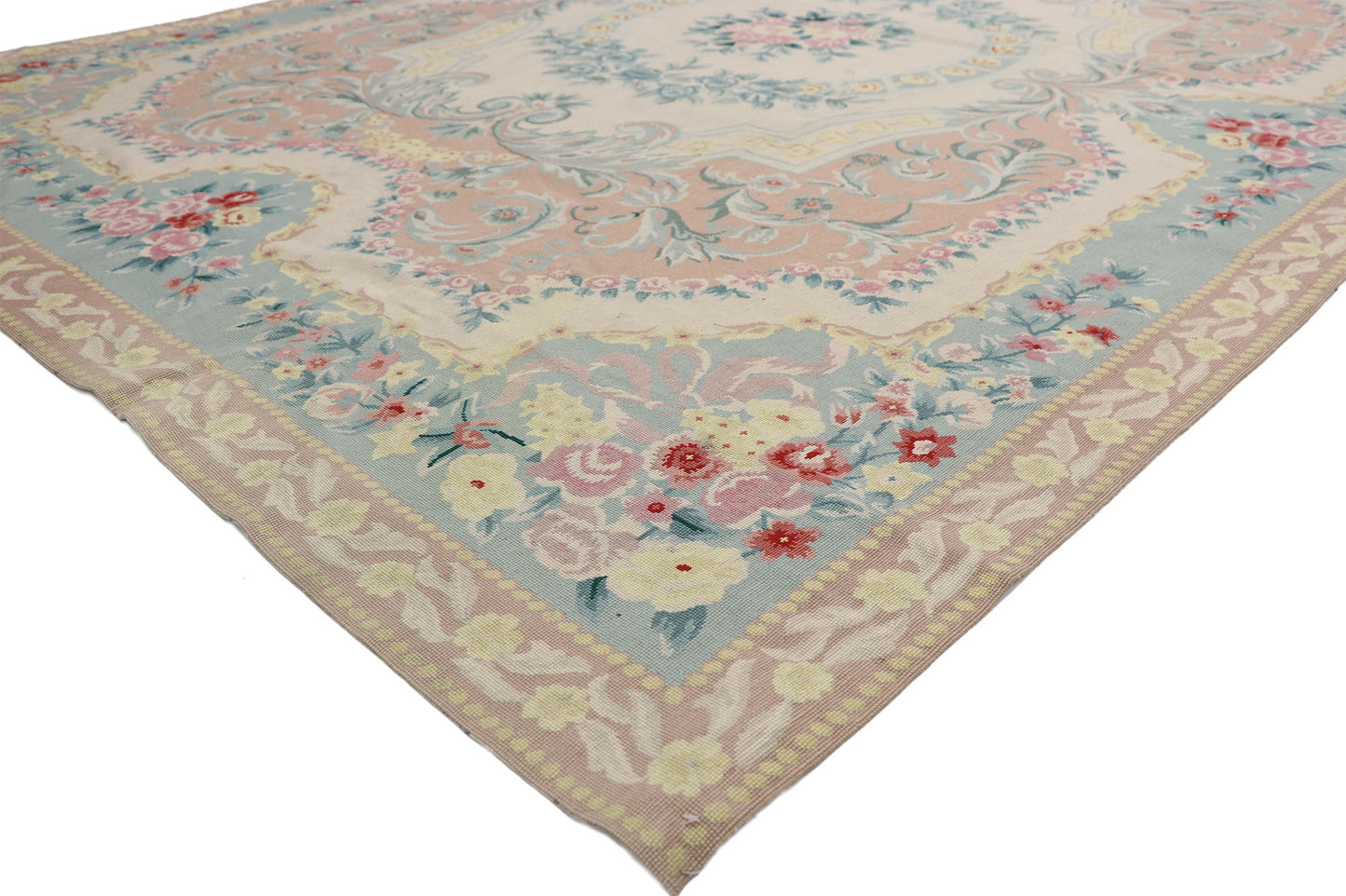 8 x 10 Vintage French Victorian Needlepoint Rug 76806