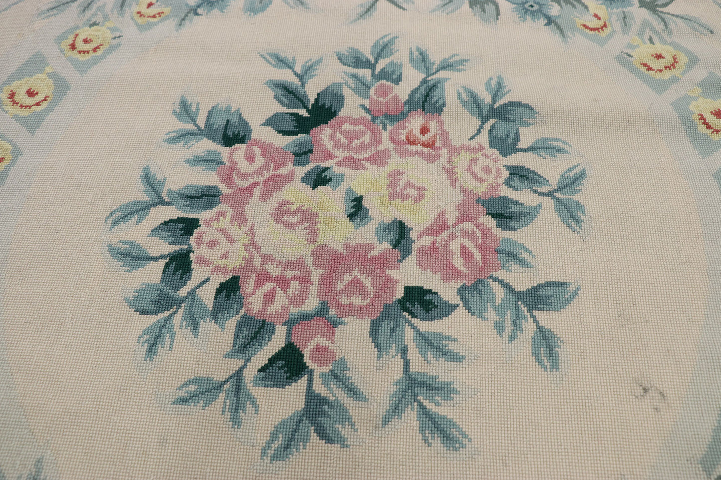 8 x 10 Vintage French Victorian Needlepoint Rug 76806