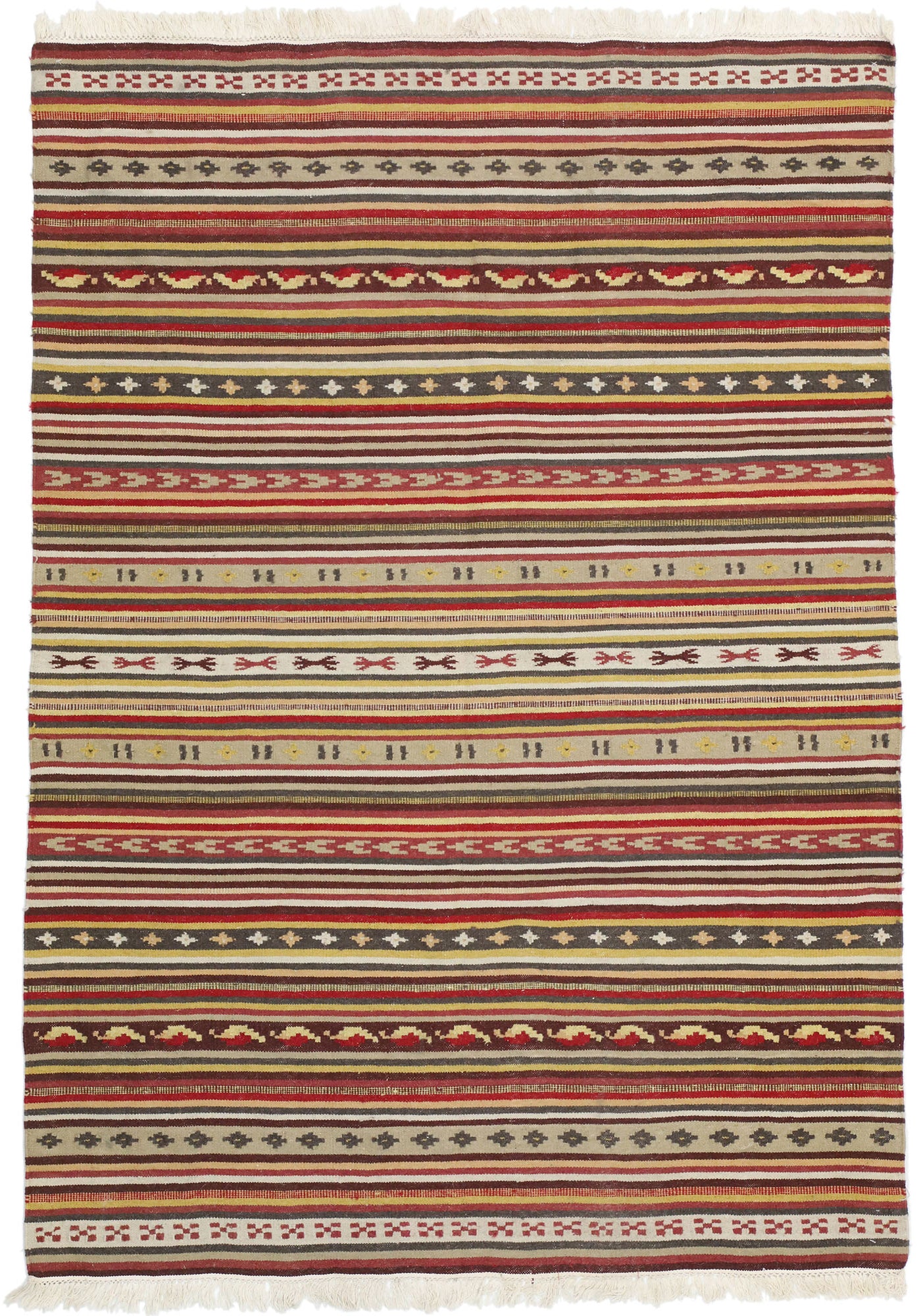 5 x 6 Vintage Turkish Striped Kilim Rug 76864