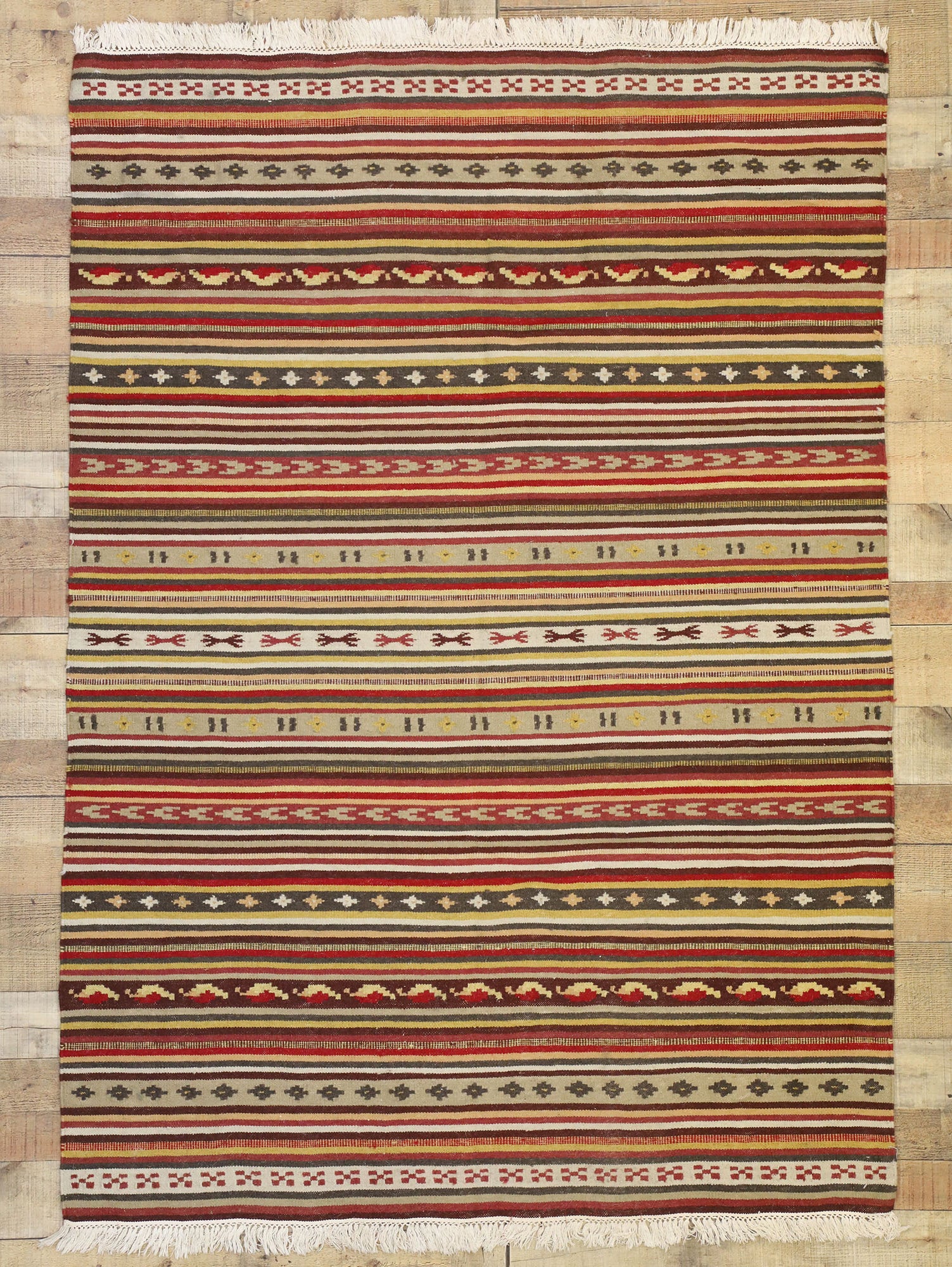 5 x 6 Vintage Turkish Striped Kilim Rug 76864