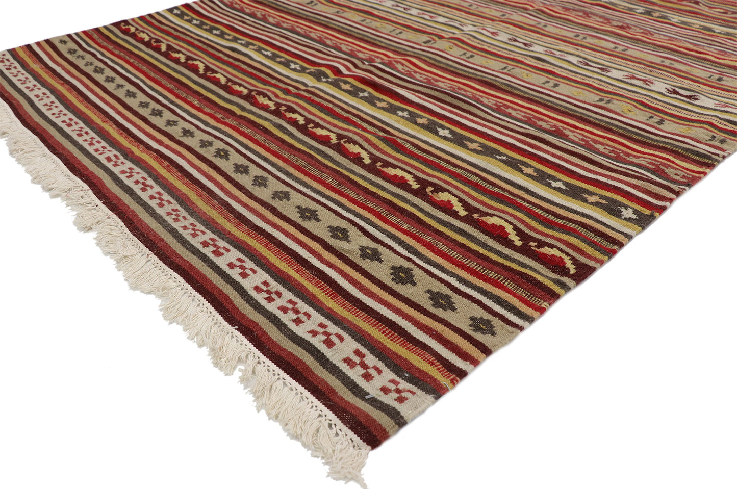5 x 6 Vintage Turkish Striped Kilim Rug 76864