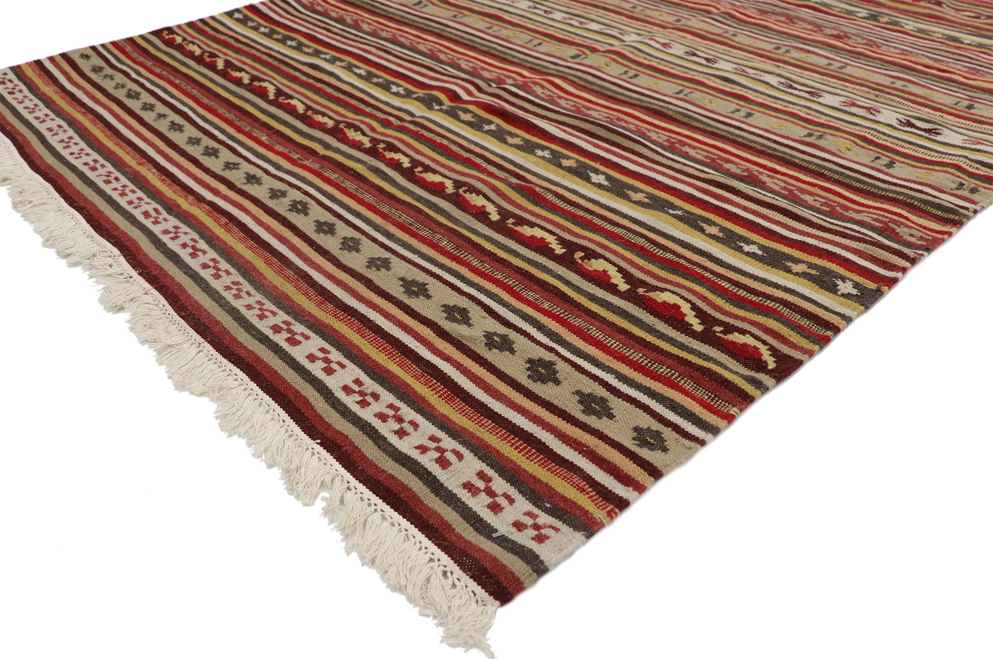 5 x 6 Vintage Turkish Striped Kilim Rug 76864