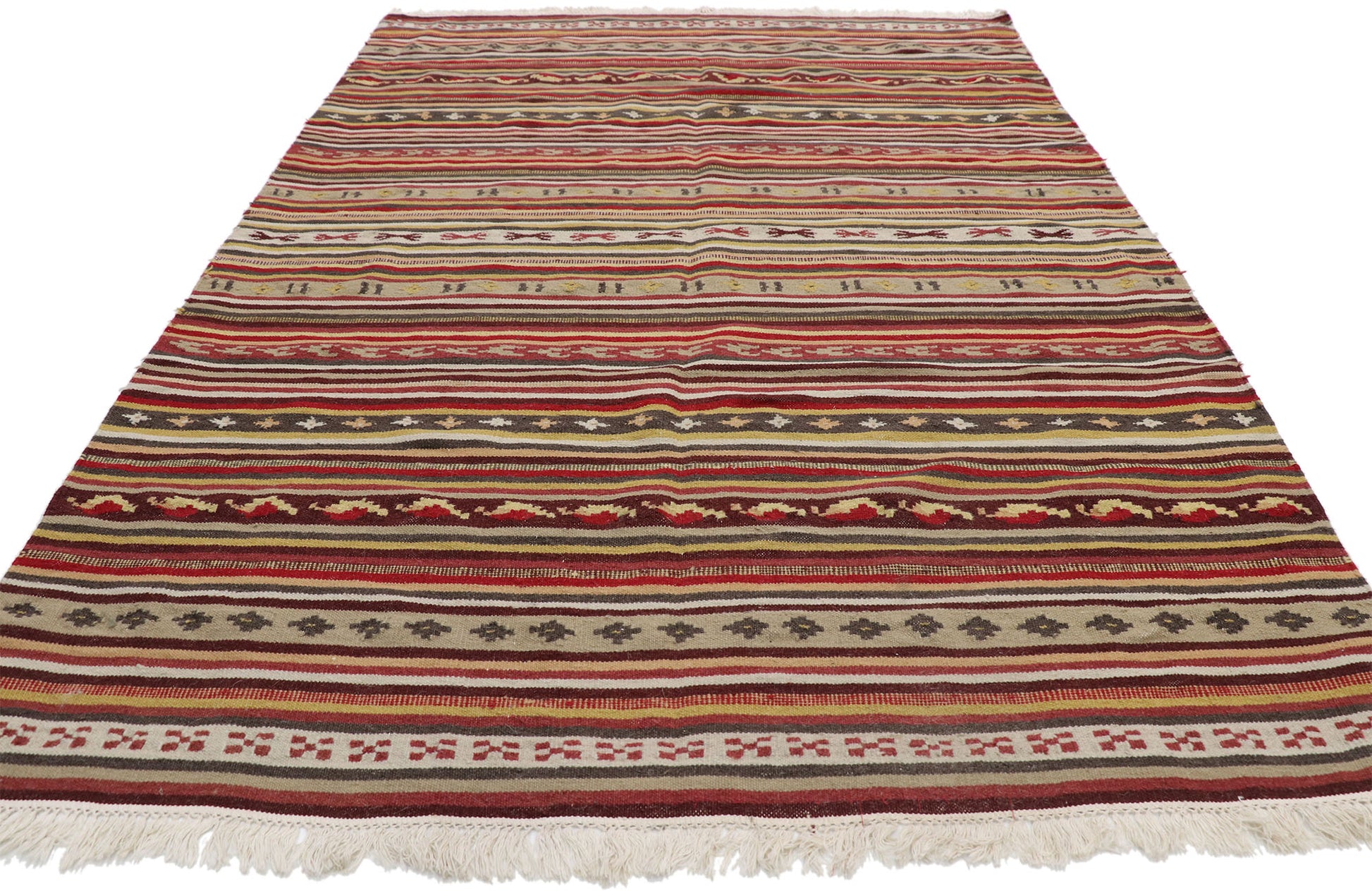 5 x 6 Vintage Turkish Striped Kilim Rug 76864