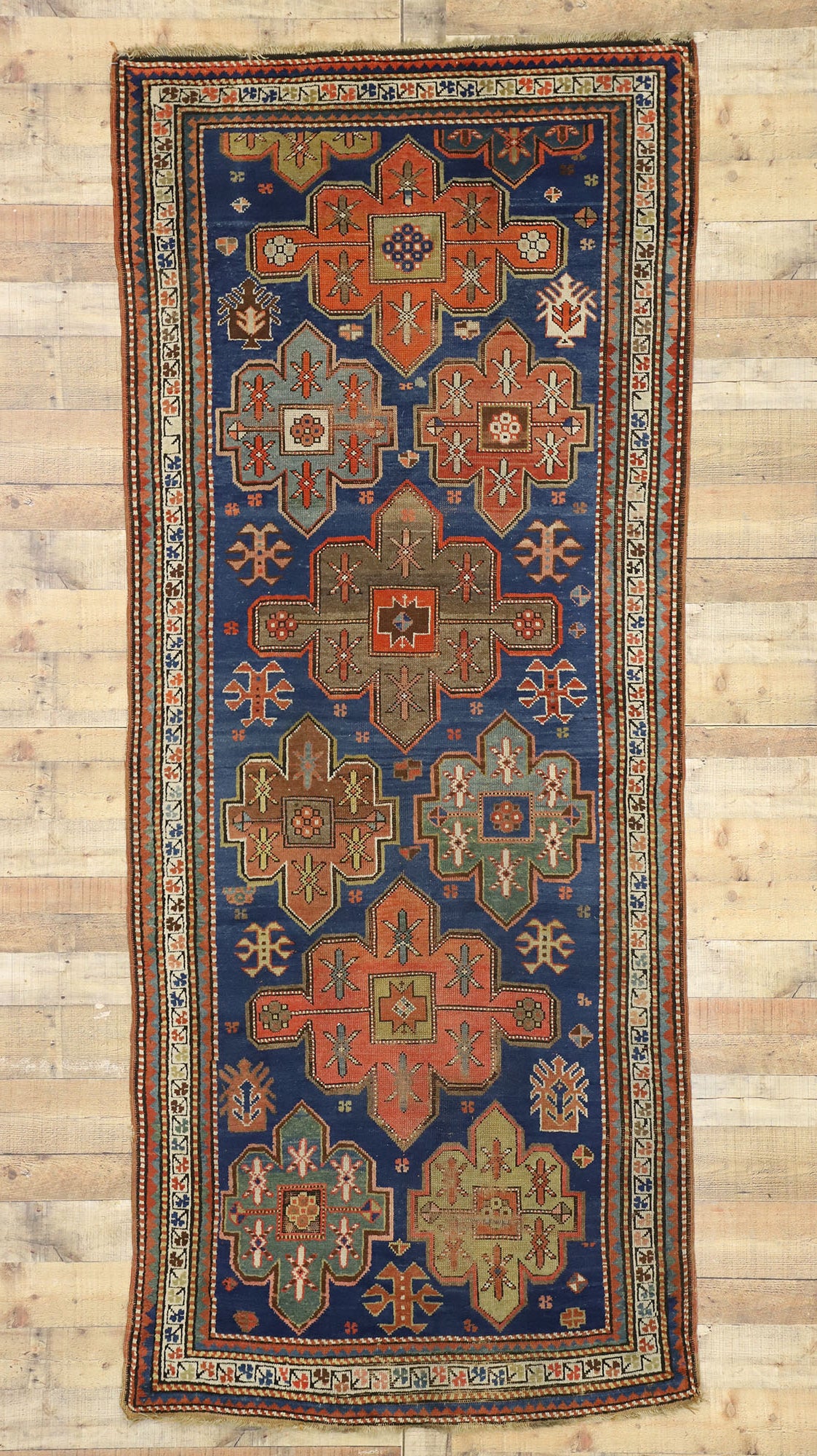4 x 10 Antique Caucasian Kazak Rug 77013