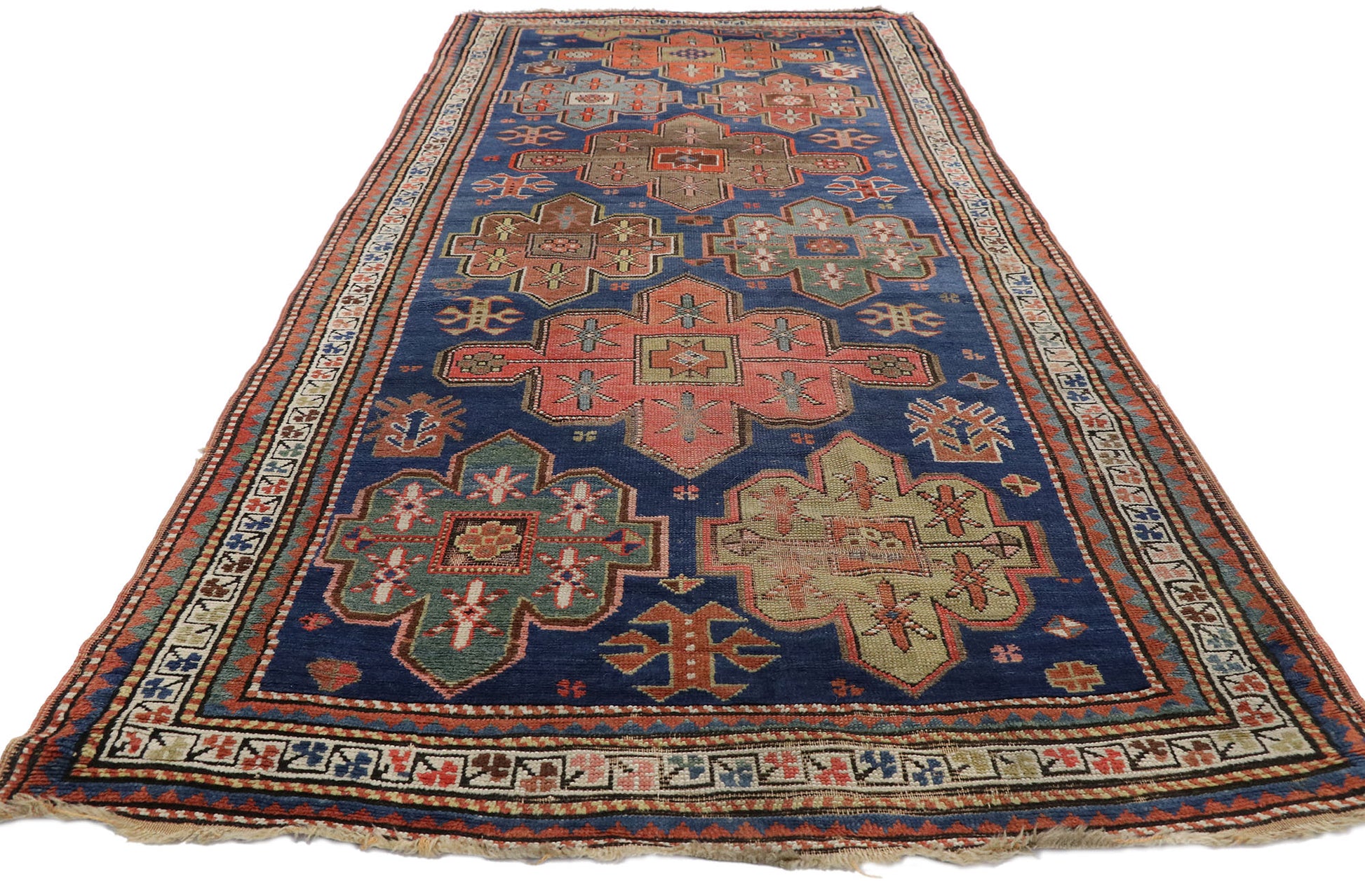 4 x 10 Antique Caucasian Kazak Rug 77013