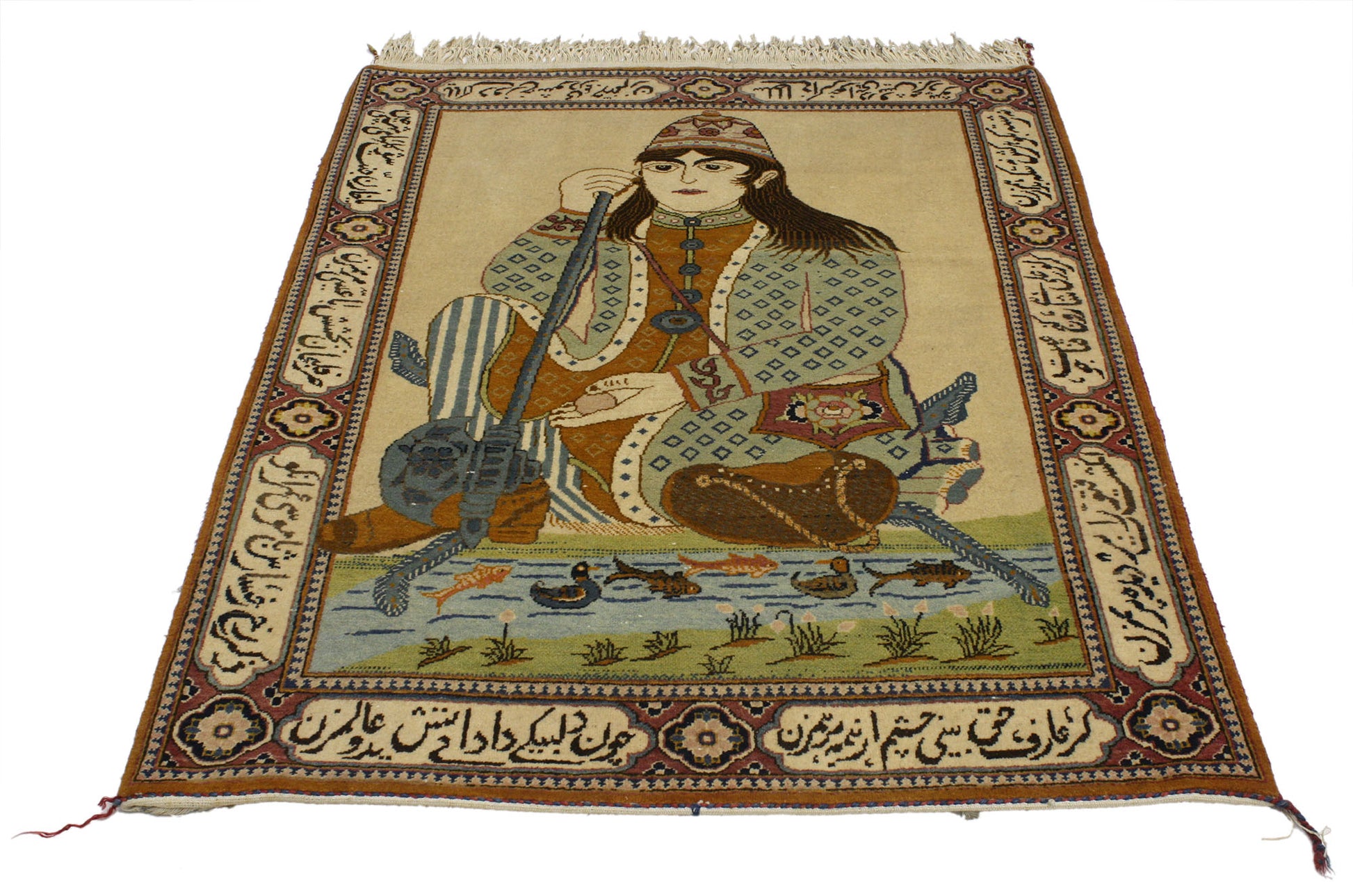 3 x 4 Antique Persian Kashan Pictorial Rug 77017