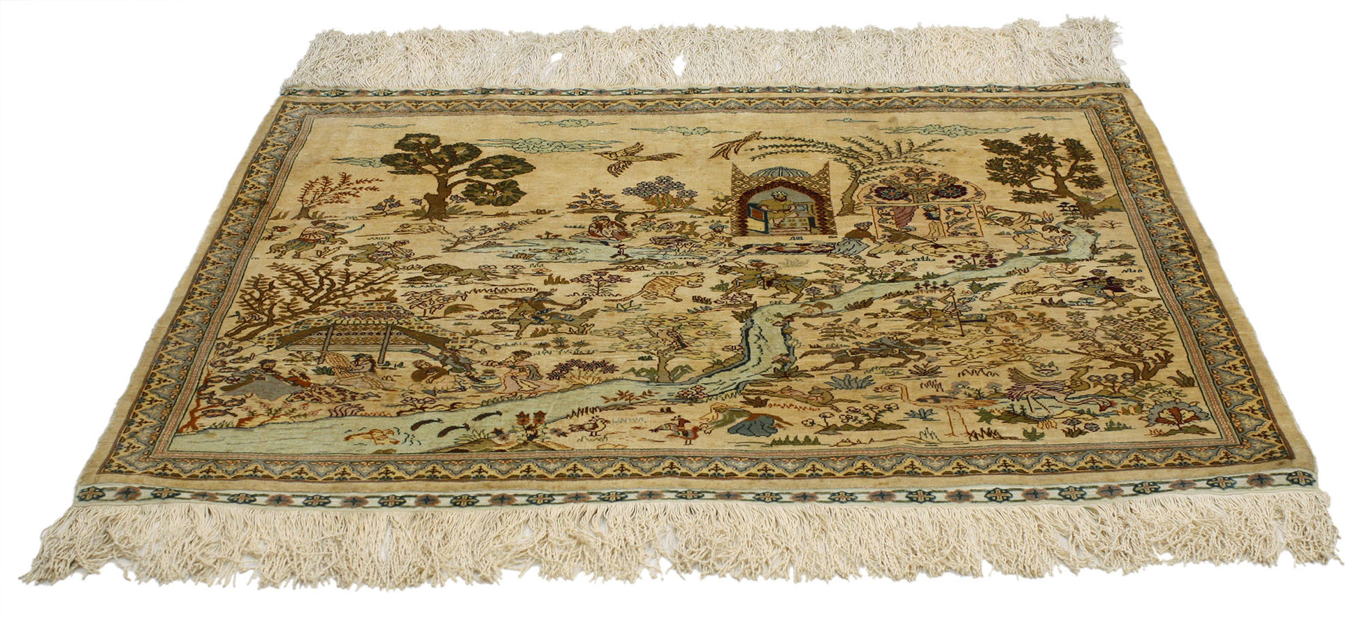 3 x 3 Vintage Turkish Silk Hereke Rug 77025